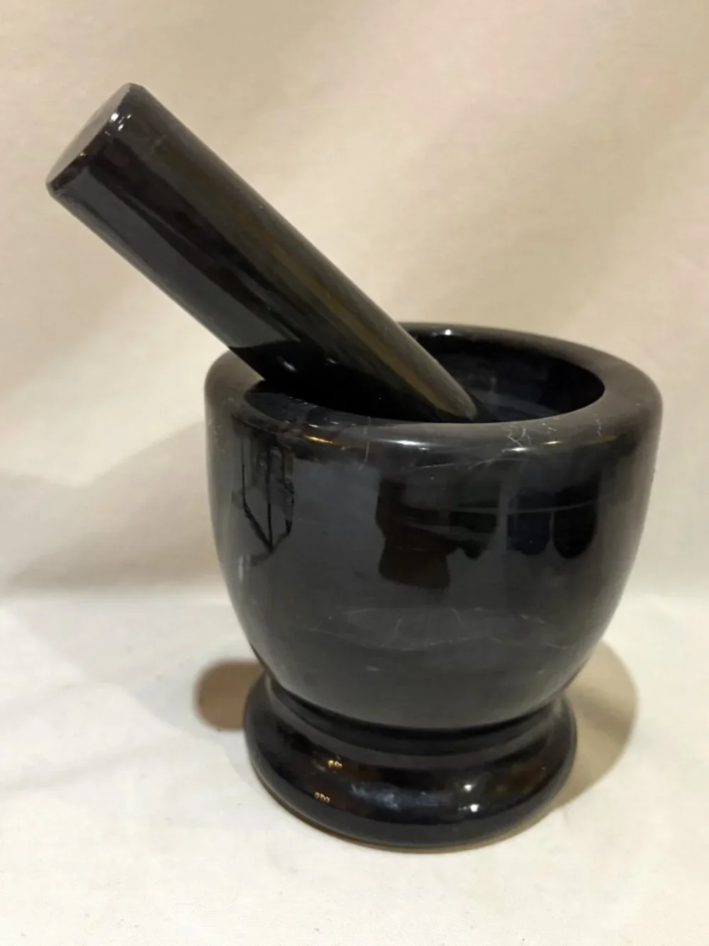 Vtg Black Marble Mortar and Pestle Pharmacy Apothecary Kitchen